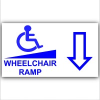 1 x Wheelchair Ramp-Down-Self Adhesive Vinyl Sticker-Disabled,Disability,Wheelchair Sign 